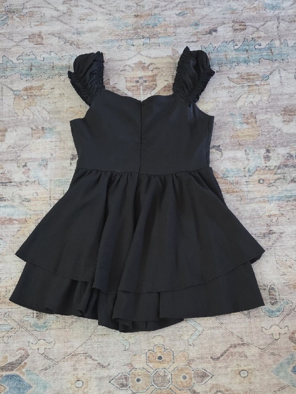 SHEIN Black Ruffled Strap Tiered Mini Dress - Picture 2 of 3